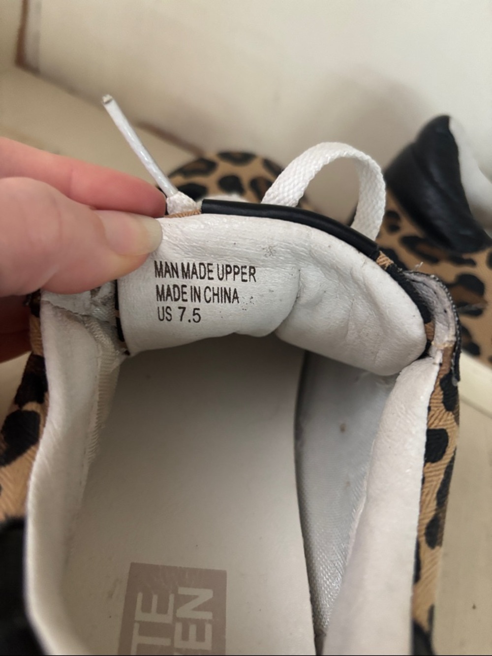 Leopard Print Star Accent Sneakers - White Star, Black Trim - Picture 4 of 9